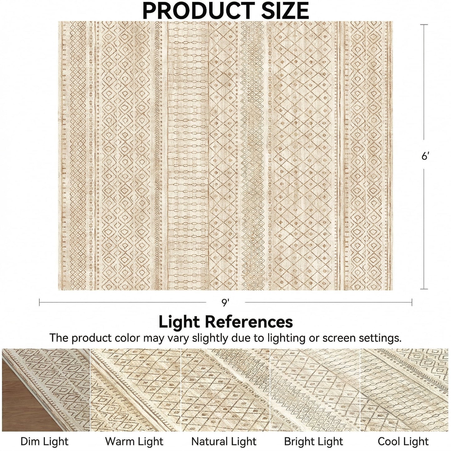 CHITOOMA 6'x9' Area Rugs for Living Room, Washable Rugs Boho Soft Geometric Bohemian Carpet Indoor Rug for Bedroom Dining Room Office Nonslip Foldable Rug