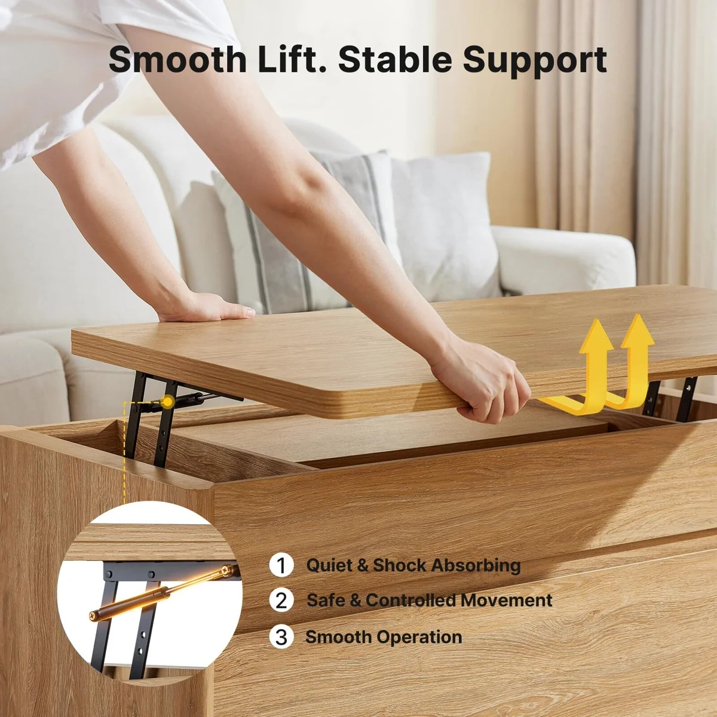 CHITOOMA 41" Lift Top Coffee Table with Storage