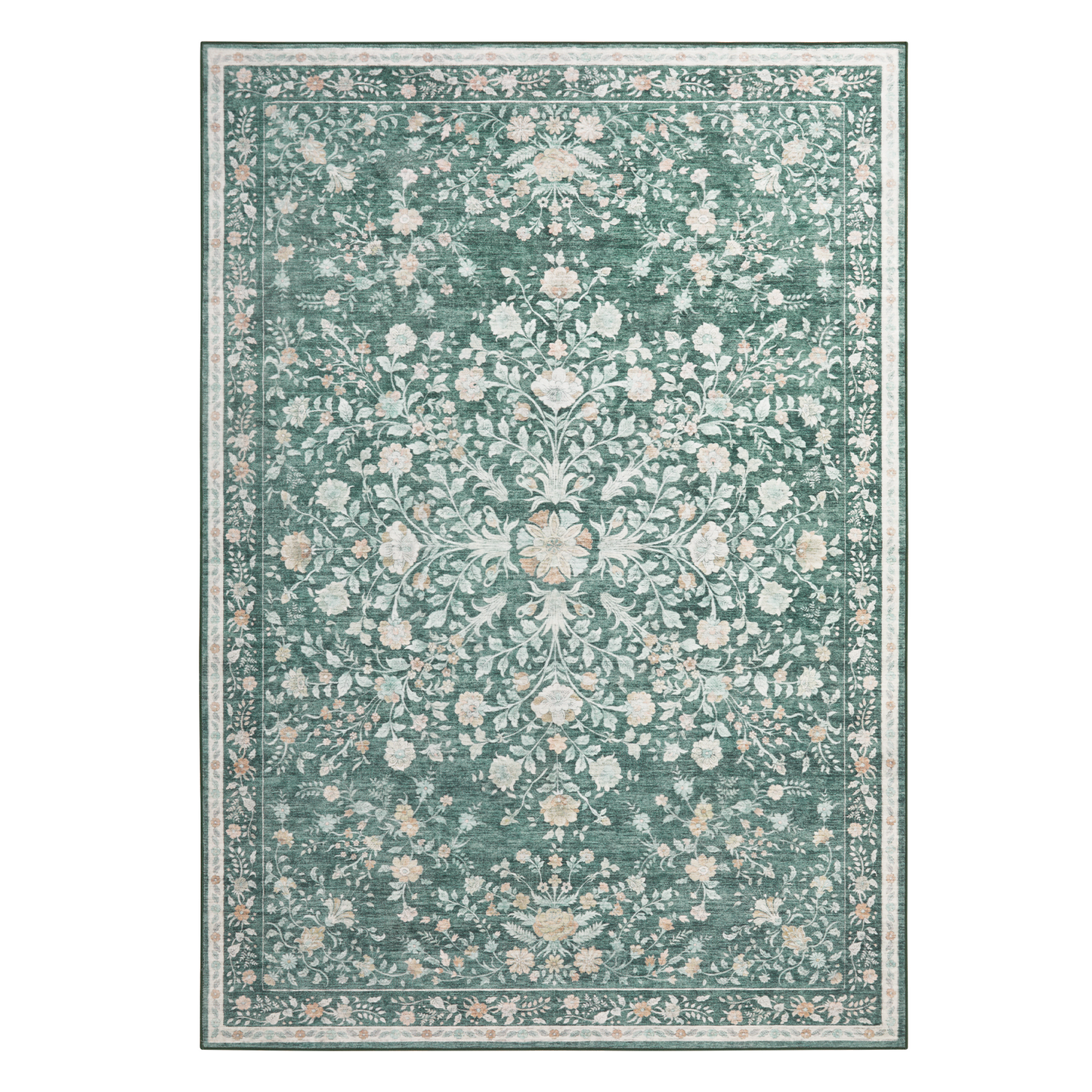CHITOOMA 5'x7' Boho Area Rugs for Living Room, Machine Washable Stain Resistant Non-Shed Carpet, Floral Area Rug with Non-Slip Backing for Bedroom, Dining Room, Dorm, Office