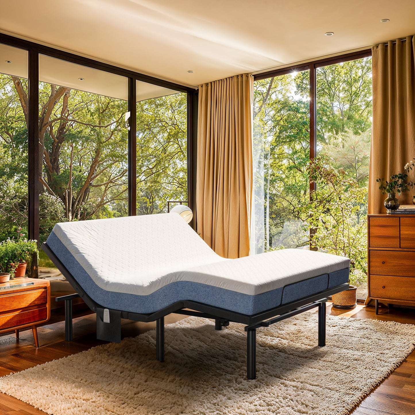 CHITOOMA Electric Adjustable Bed Frame Split King with Massage (3 Modes & 3 Intensities), Wireless Remote & APP Control, Zero Gravity, 4 Height Options, Under-Bed Nightlight, 3 Minutes Fast Assembly