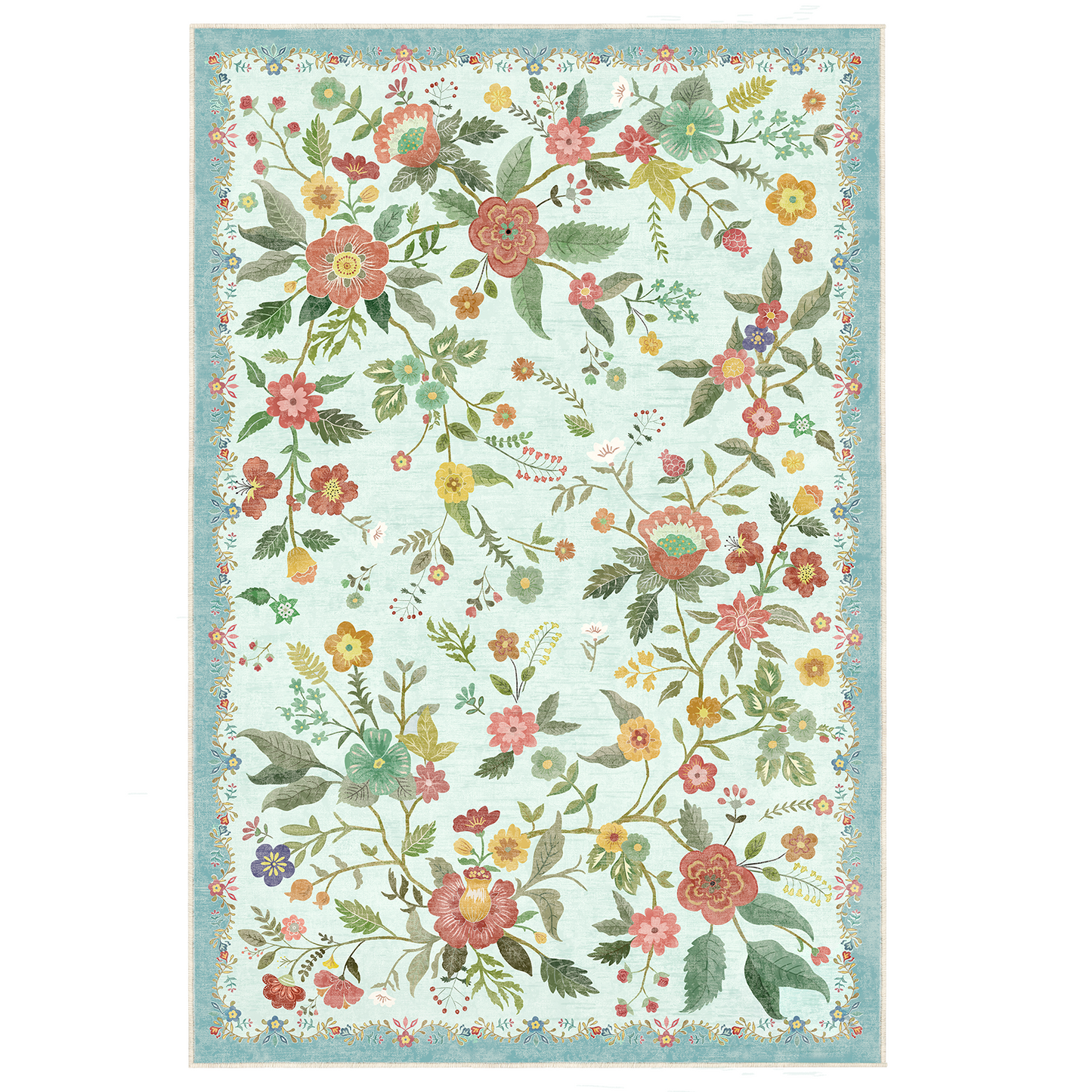 CHITOOMA 6'x9' Boho Area Rugs for Living Room, Machine Washable Stain Resistant Non-Shed Carpet, Floral Area Rug with Non-Slip Backing for Bedroom, Dining Room, Dorm, Office