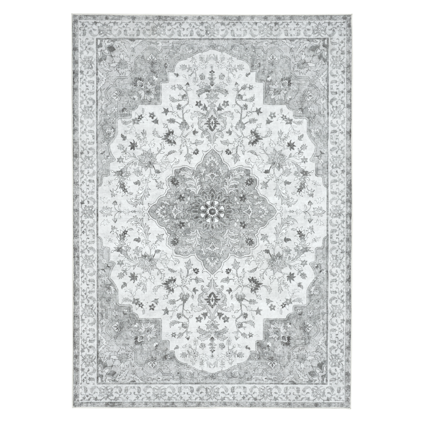 CHITOOMA 5'x7' Machine-washable Area Rugs for Living Room, Stain Resistant Non-Shed Carpet, Boho Floral Area Rugs with Non-Slip Backing for Bedroom, Dining Room, Dorm, Office