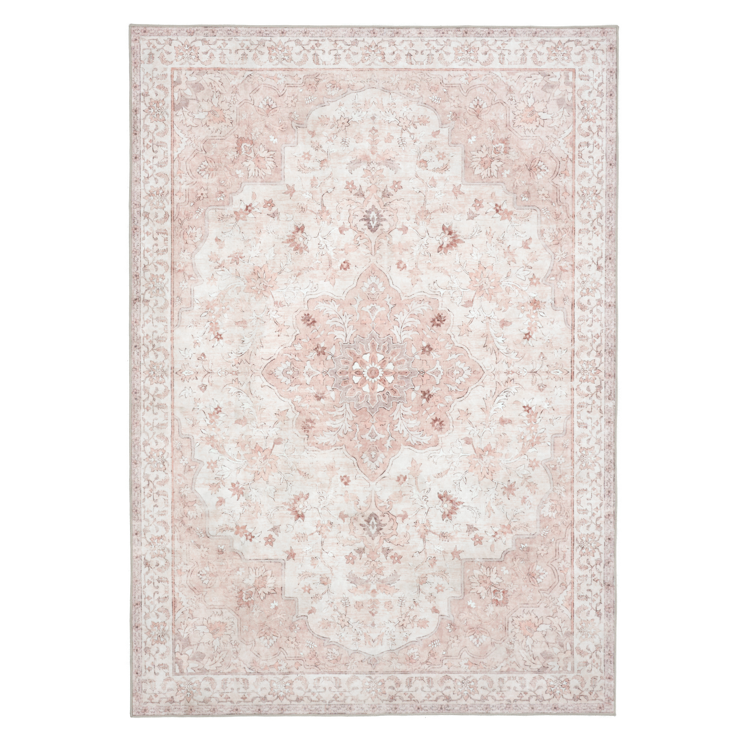 CHITOOMA 5'x7' Machine-washable Area Rugs for Living Room, Boho Floral Area Rugs with Non-Slip Backing, Stain Resistant Non-Shed Carpet for Bedroom, Dining Room, Dorm, Office