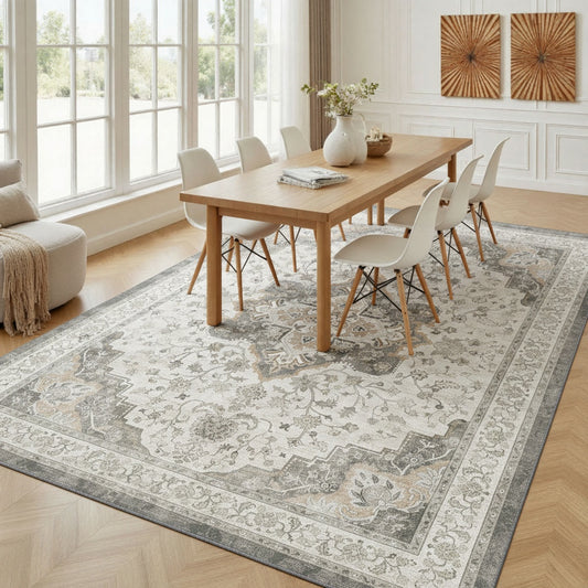 CHITOOMA 6'x9' Area Rugs for Living Room, Soft Vintage Rugs for Bedroom Office Machine Washable Rugs for Dining Room Distressed Non-Slip Carpet