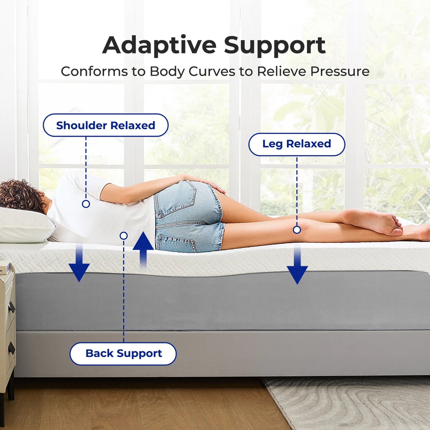 4 inch Non-Slip Gel Memory Foam Mattress Topper with Removable & Washable Cover, Pressure Relief, CertiPUR-US Certified - Queen