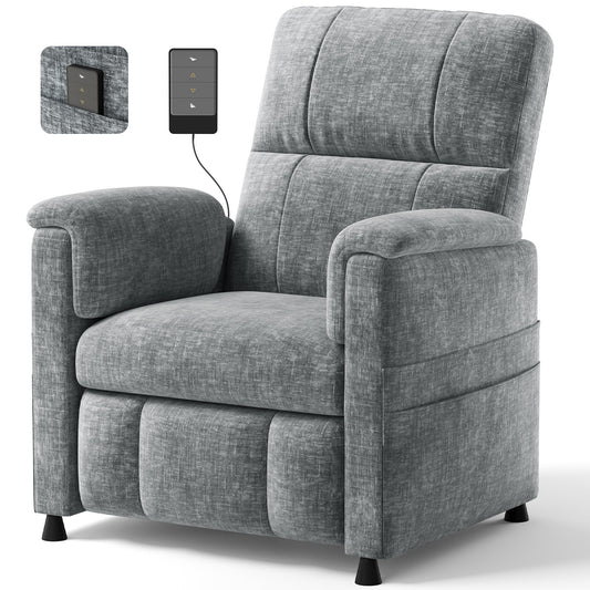 CHITOOMA Power Recliner Chair for Adults, Electric Recliner with Adjustable Backrest & Footrest, Remote Control, Chenille Fabric, High Back, Thick Cushion for Living Room,Bedroom,Home Theater,Gray