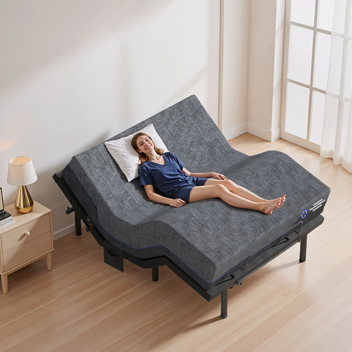 CHITOOMA Full Adjustable Bed Frame with 12 Inch Gel Memory Foam Mattress, Electric Bed Base with Wireless Remote, Zero Gravity, Graphene Cover, Medium-Firm Support, Mattress in a Box
