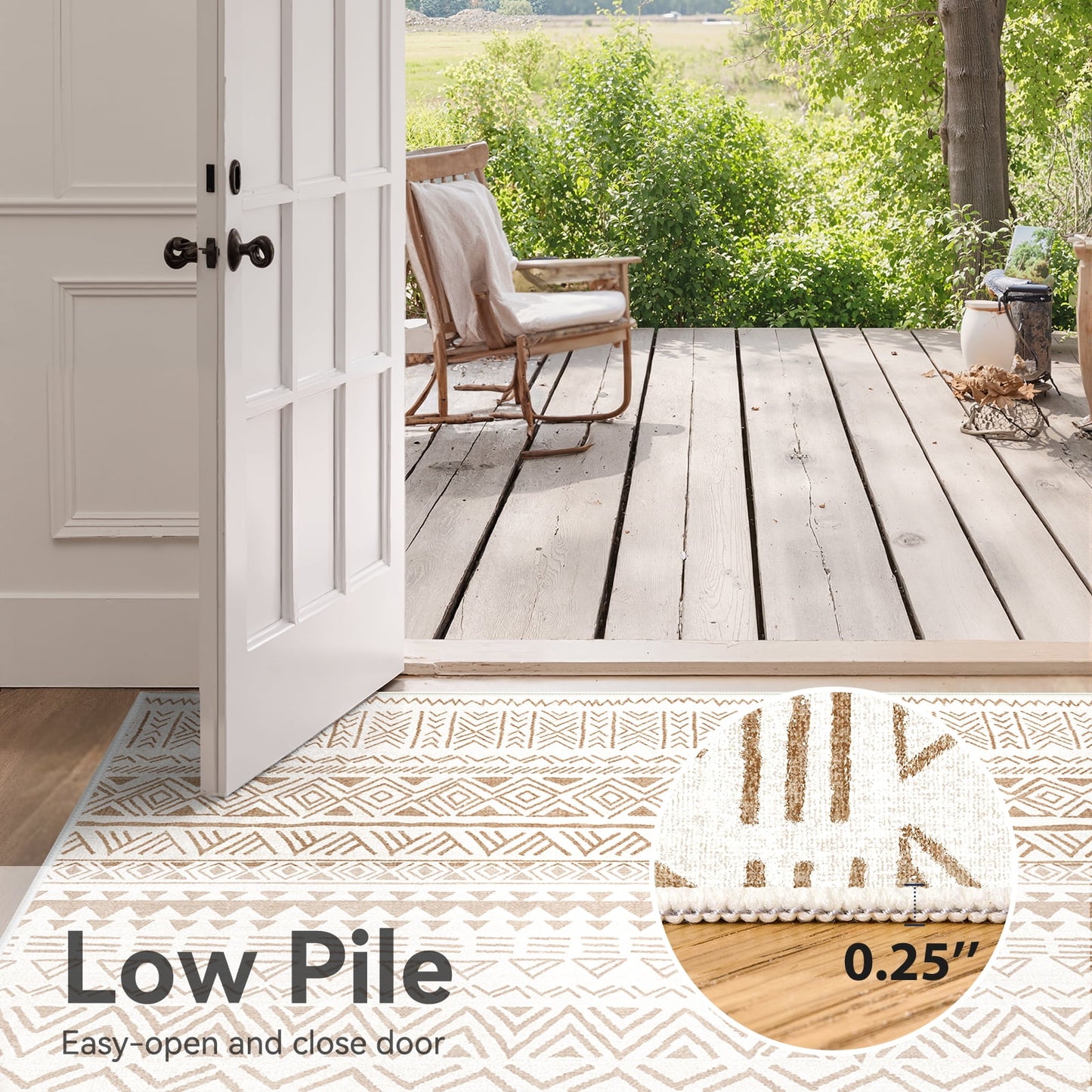 CHITOOMA 9'x12' Area Rugs for Living Room, Washable Rugs Boho Soft Geometric Bohemian Carpet Indoor Rug for Bedroom Dining Room Office Nonslip Foldable Rug