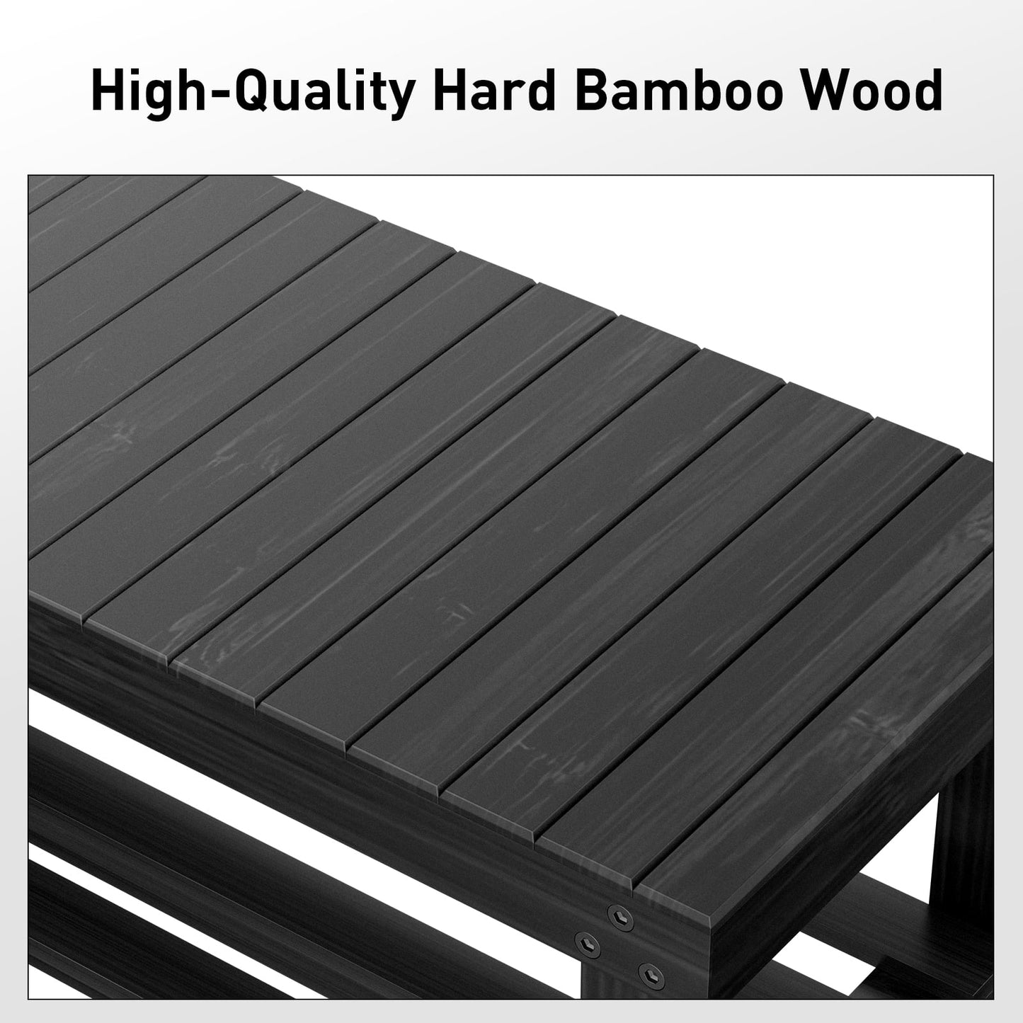 CHITOOMA 3-Tier Bamboo Shoe Storage Bench for Entryway, Wood Hallway Shoe Rack Shoe Organizer Shelf for Living Room Bedroom, 11"D x 27.5"W x 17.5"H, Black