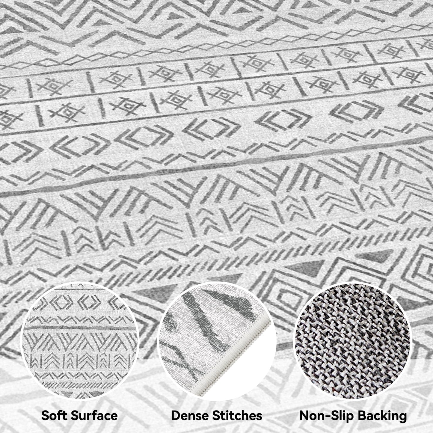 CHITOOMA 5'x7' Area Rugs for Living Room, Washable Rugs Boho Soft Geometric Bohemian Carpet Indoor Rug for Bedroom Dining Room Office Nonslip Foldable Rug