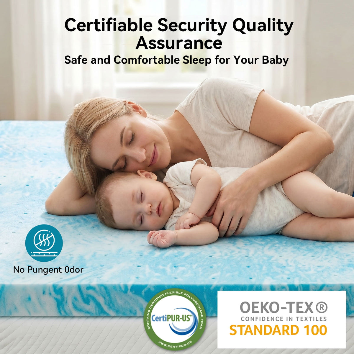 CHITOOMA 2 Inch Twin Memory Foam Mattress Topper, Cooling Gel Infused Foam Mattress Topper for Pressure Relief& Enhanced Sleep Comfort, CertiPUR-US and Oeko-TEX Certification