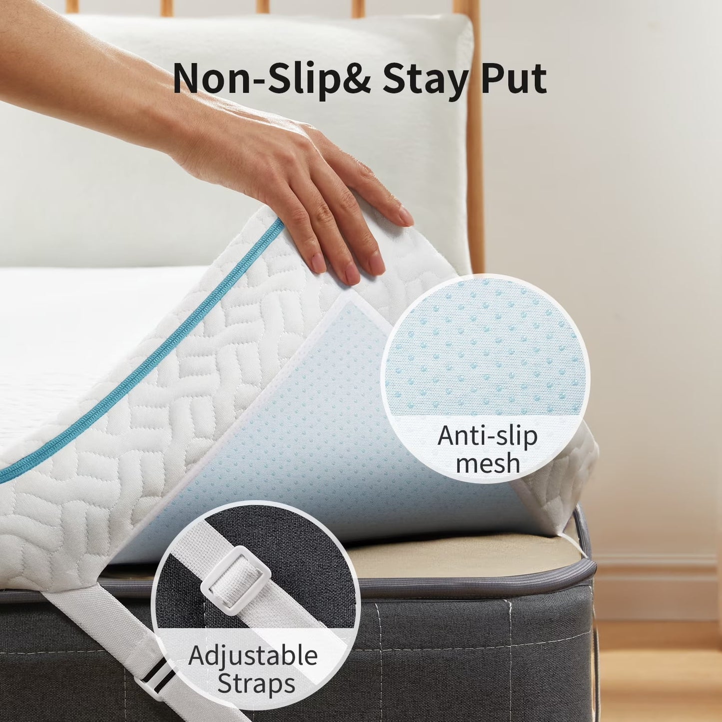 3 inch Gel Memory Foam Mattress Topper with Removable & Washable Cover for Cooling Sleep,Pressure Relief ,Non-Slip Design,CertiPUR-US Certified - Twin