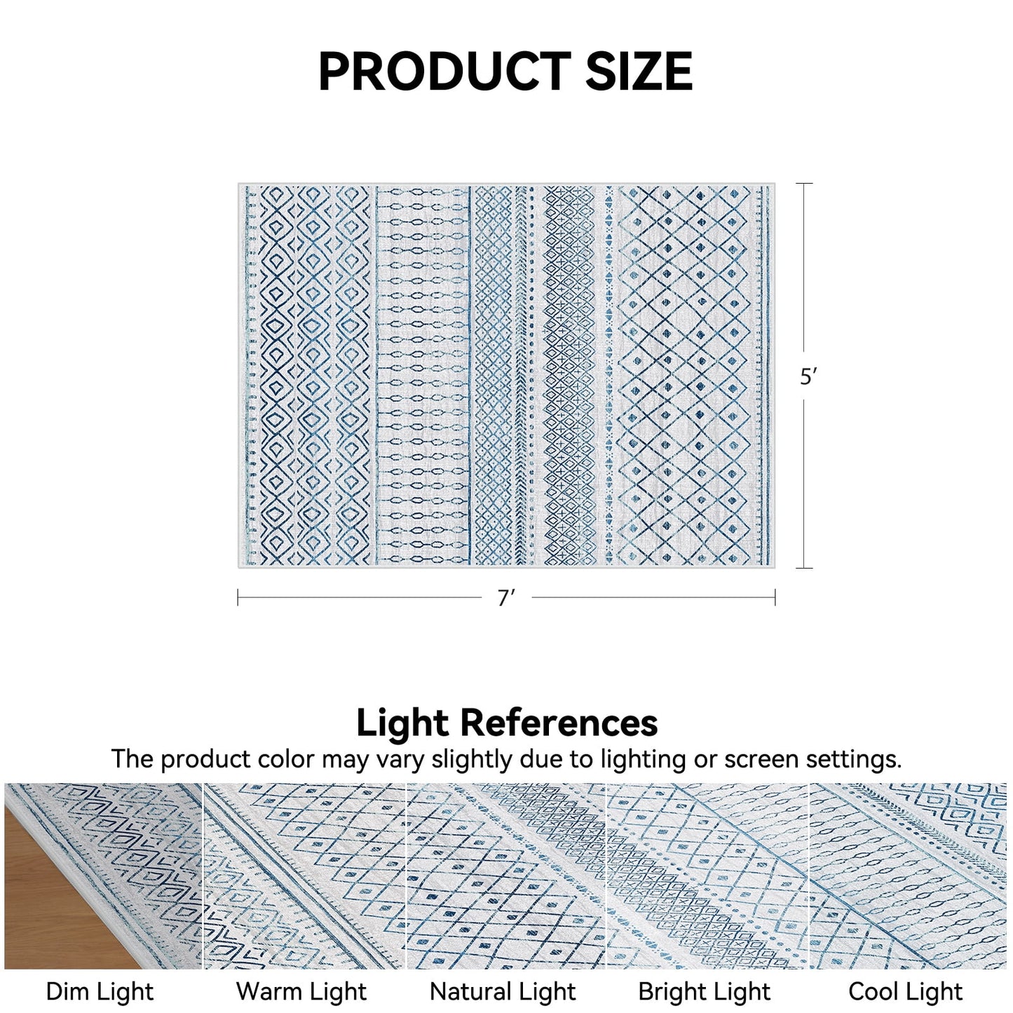 CHITOOMA 5'x7' Area Rugs for Living Room, Washable Rugs Boho Soft Geometric Bohemian Carpet Indoor Rug for Bedroom Dining Room Office Nonslip Foldable Rug