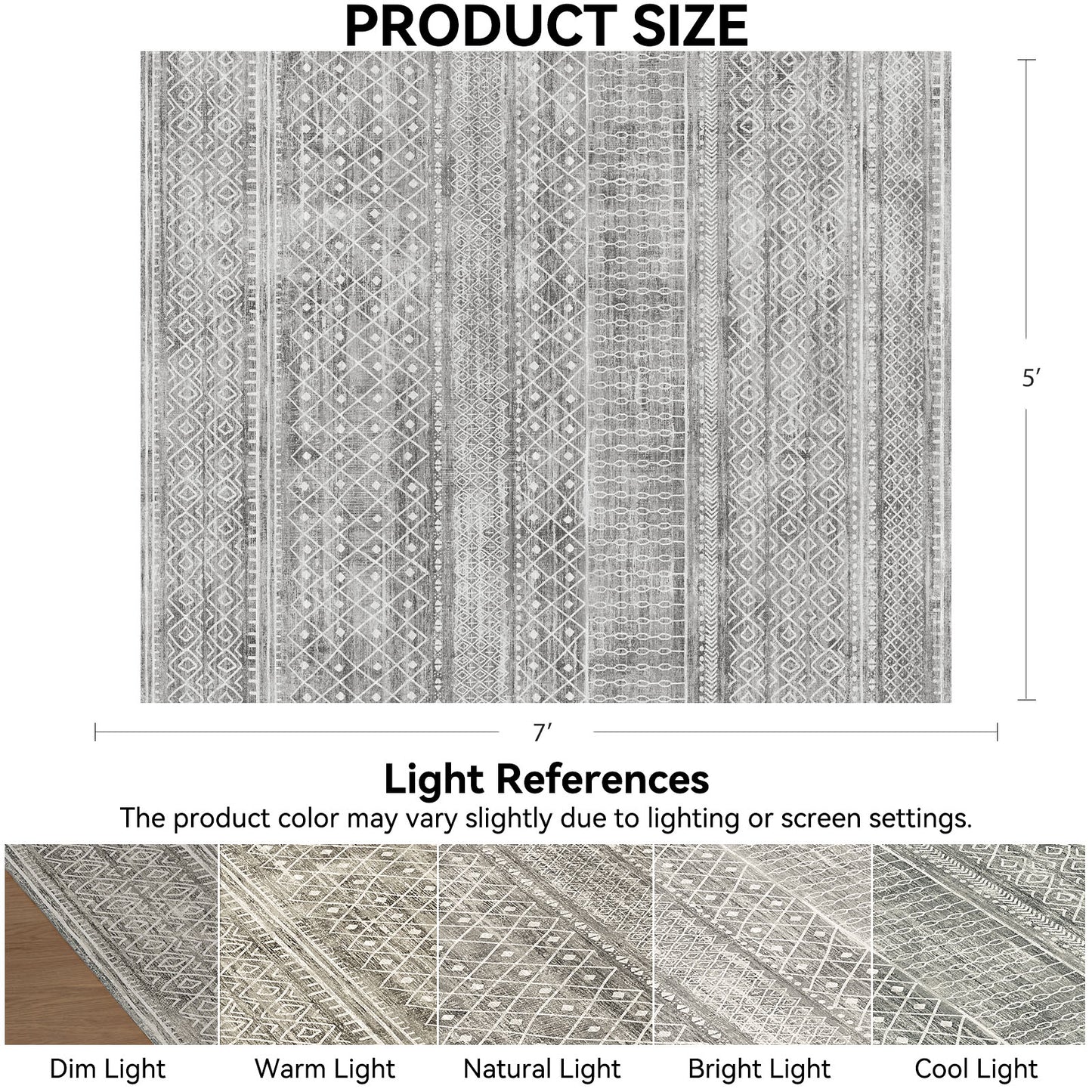 CHITOOMA 5'x7' Area Rugs for Living Room, Washable Rugs Boho Soft Geometric Bohemian Carpet Indoor Rug for Bedroom Dining Room Office Nonslip Foldable Rug