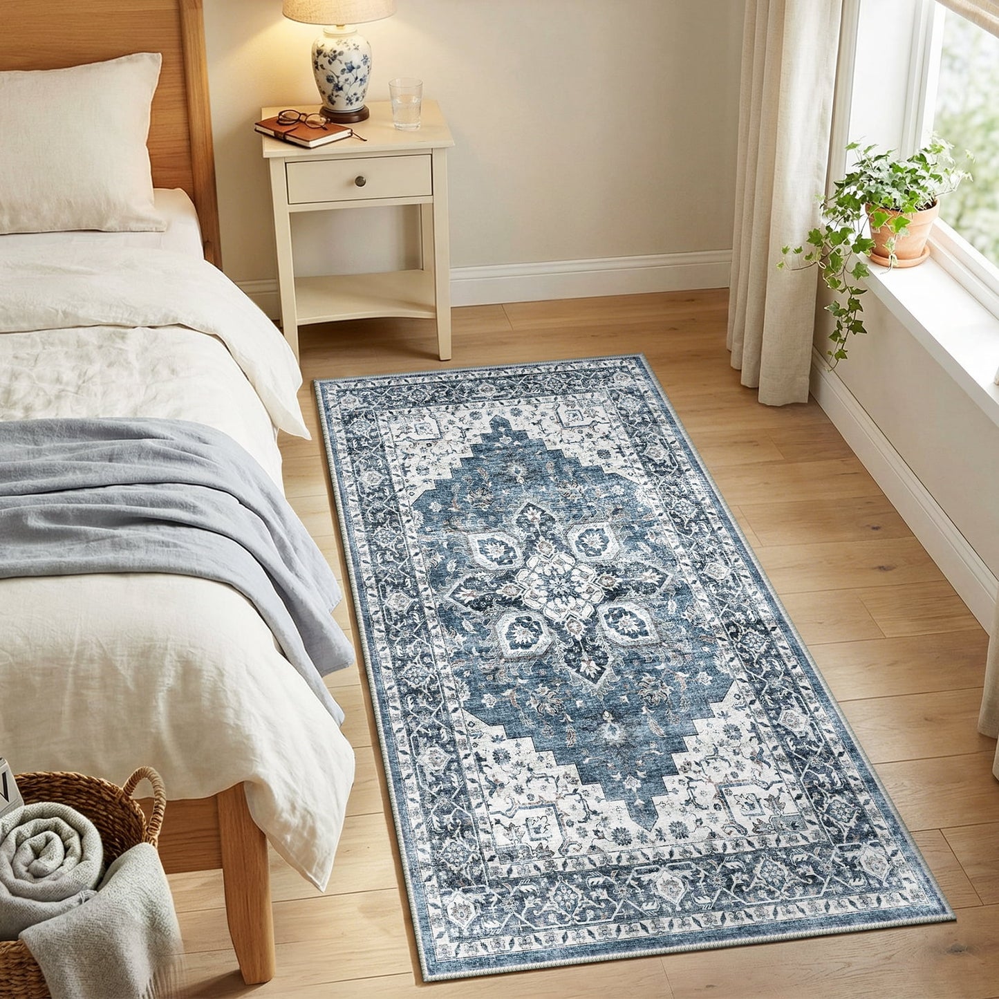 CHITOOMA 2'x5' Runner Rugs for Kitchen, Machine Washable Rug for Bedroom Dining Room Office with Non-Slip Backing, Stain Resistant Non-Shed