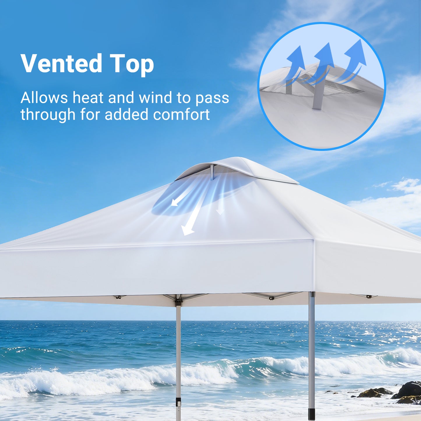 CHITOOMA 10 x 10ft Pop up Canopy Tent, Instant Outdoor Shelter Easy Portable Straight Leg Canopy Tent, White