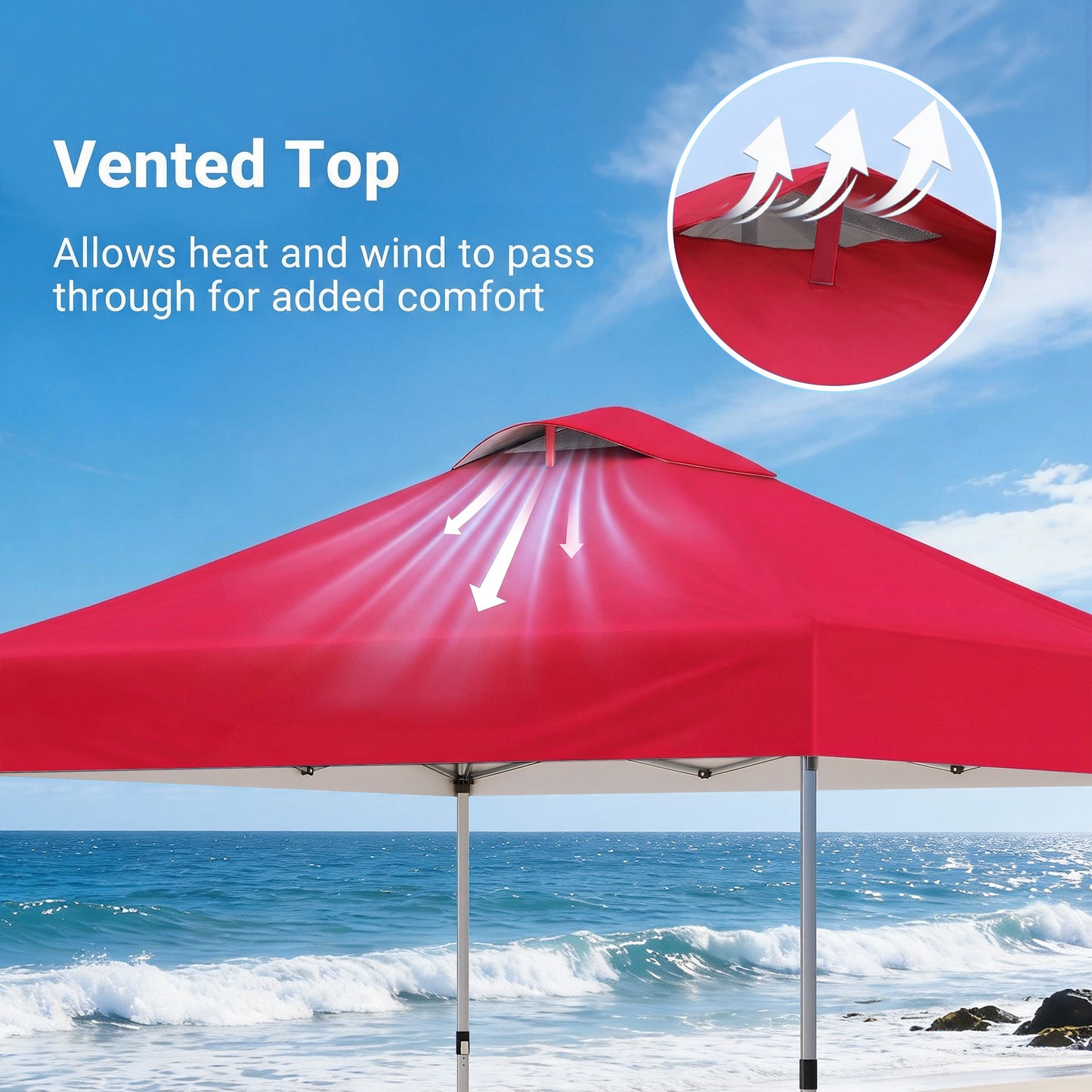 CHITOOMA 10 x 10ft Pop up Canopy Tent, Instant Outdoor Shelter Easy Portable Straight Leg Canopy Tent, Red