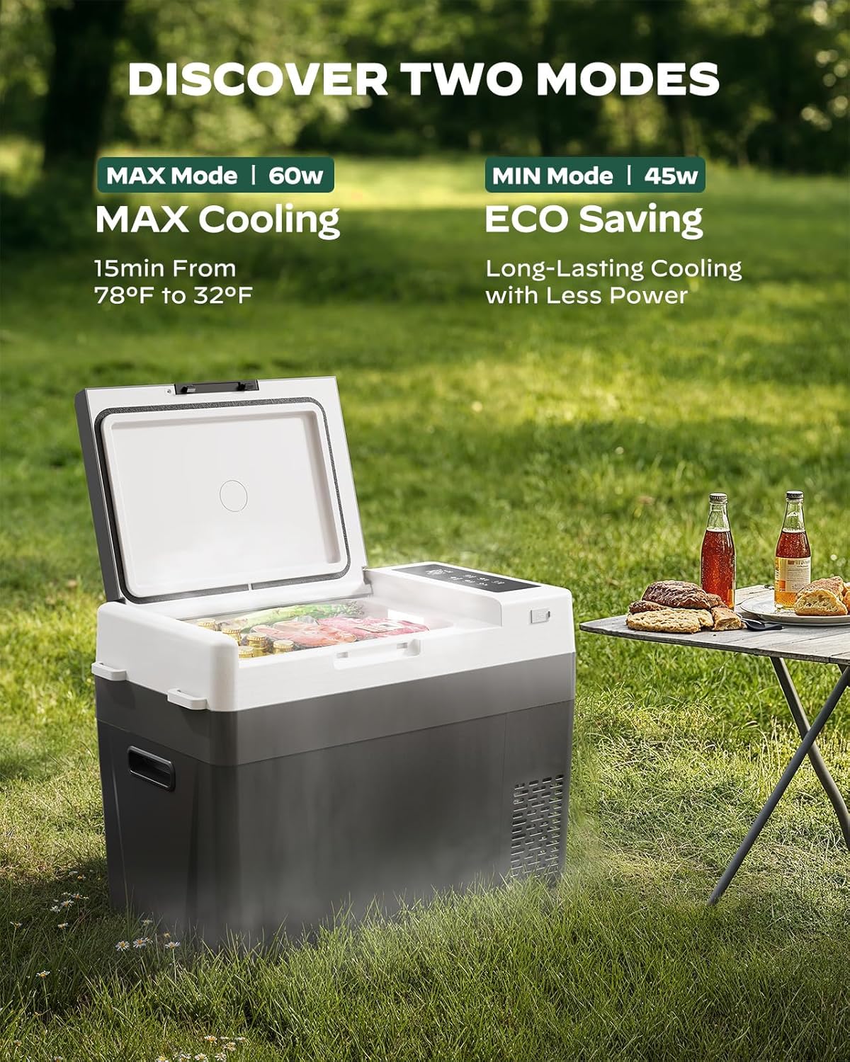CHITOOMA 12 Volt Car Refrigerator, 32QT Electric Cooler, Portable Freezer Compressor Cooler -4℉~68℉, 12/24V DC & 110-240V AC for Travel Camping Truck Home