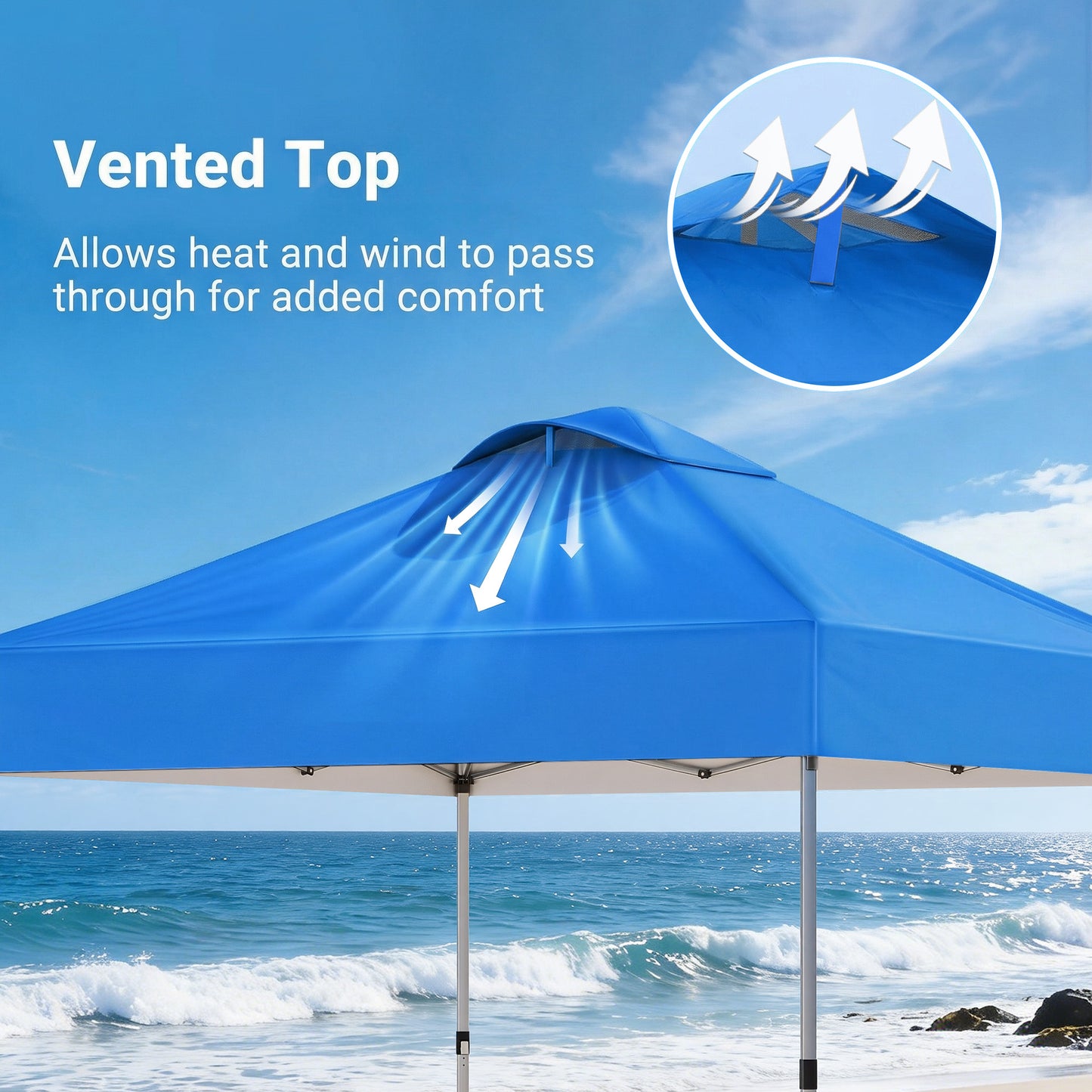 CHITOOMA 10 x 10ft Pop up Canopy Tent, Instant Outdoor Shelter Easy Portable Straight Leg Canopy Tent, Blue
