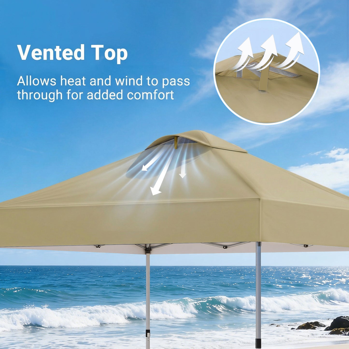 CHITOOMA 10 x 10ft Pop up Canopy Tent, Instant Outdoor Shelter Easy Portable Straight Leg Canopy Tent, Khaki