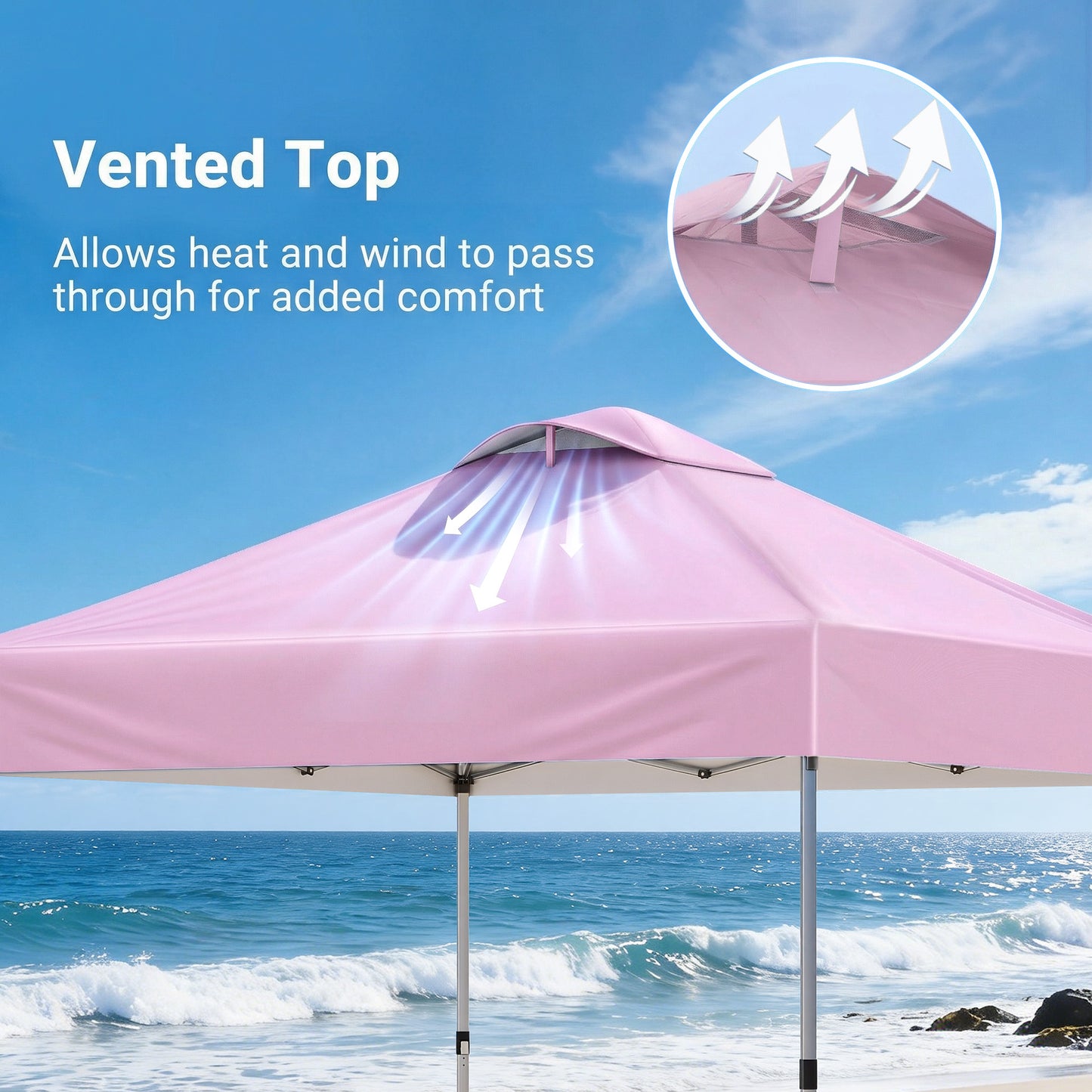 CHITOOMA 10 x 10ft Pop up Canopy Tent, Instant Outdoor Shelter Easy Portable Straight Leg Canopy Tent, Pink