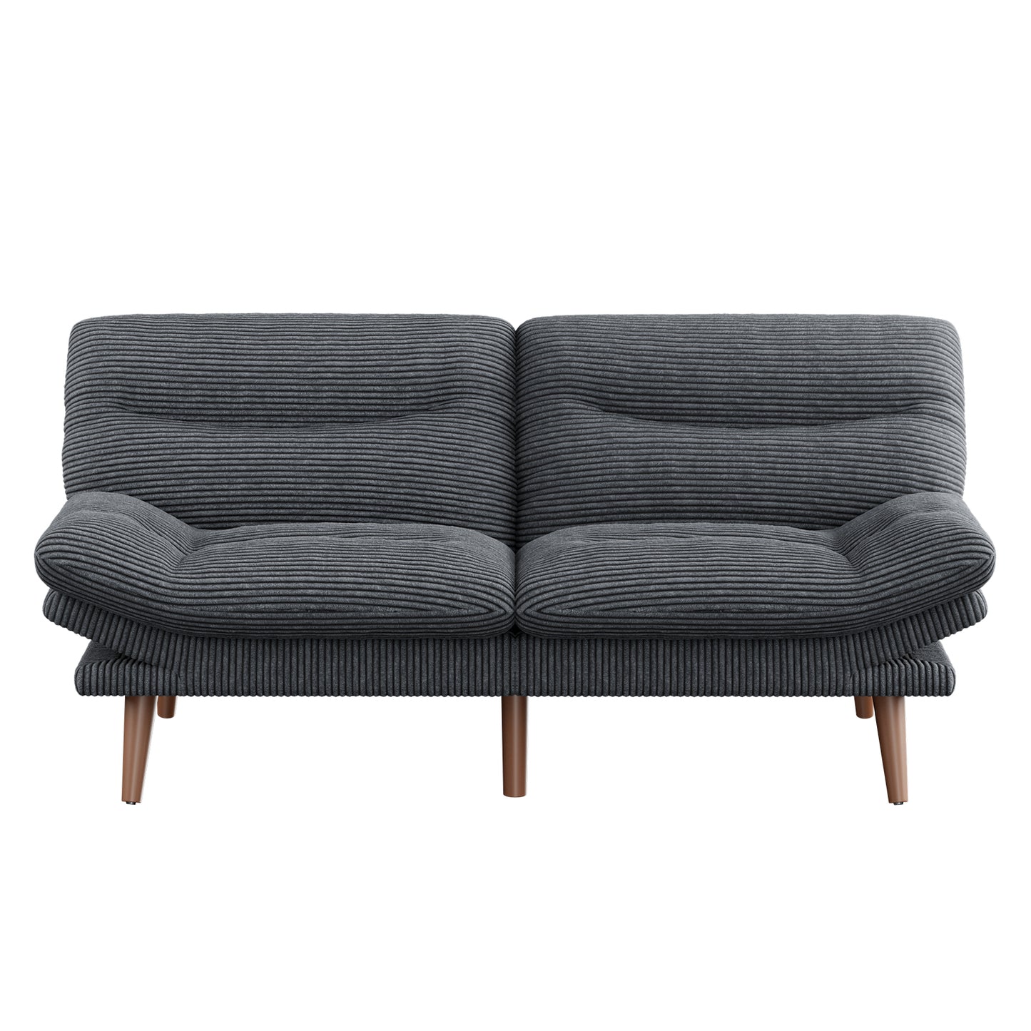 CHITOOMA 66'' Futon Sofa Bed with Adjustable Backrest & Armrests, Grey Corduroy Convertible Futon Couch, Comfy Loveseat for Small Spaces Apartment, Office