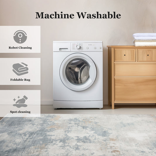 2'x6' Abstract Runner Rug for Hallway, Machine Washable Stain Resistant Non-Shed Carpet, Runner Rug with Non-Slip Backing for Kitchen, Entryway, Bedroom, Laundry, Bathroom