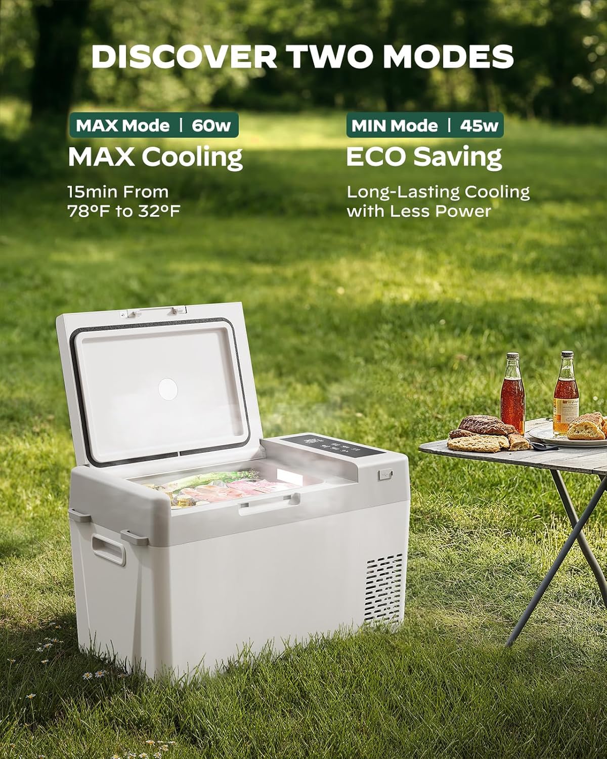 CHITOOMA 12 Volt Car Refrigerator, 25QT Electric Cooler, Portable Freezer Compressor Cooler -4℉~68℉, 12/24V DC & 110-240V AC for Travel Camping Truck Home