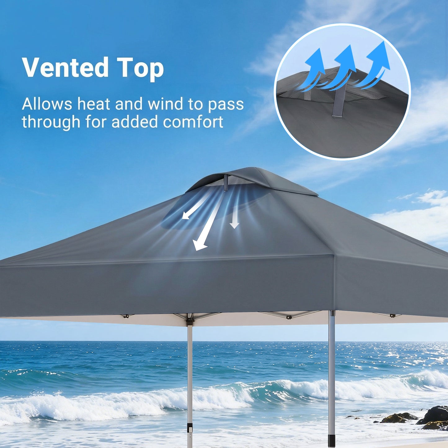 CHITOOMA 10 x 10ft Pop up Canopy Tent, Instant Outdoor Shelter Easy Portable Straight Leg Canopy Tent, Dark Gray