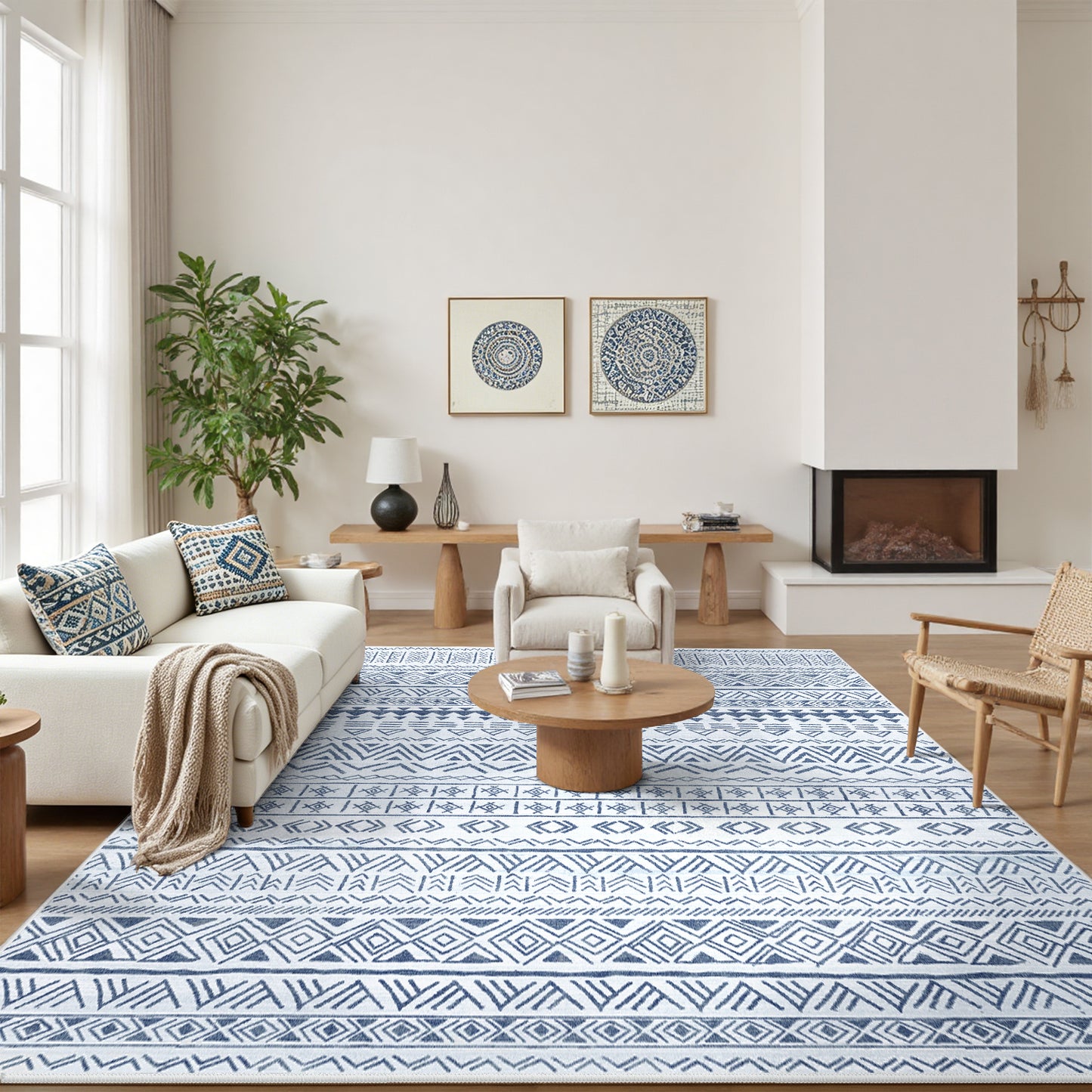 CHITOOMA 5'x7' Area Rugs for Living Room, Washable Rugs Boho Soft Geometric Bohemian Carpet Indoor Rug for Bedroom Dining Room Office Nonslip Foldable Rug