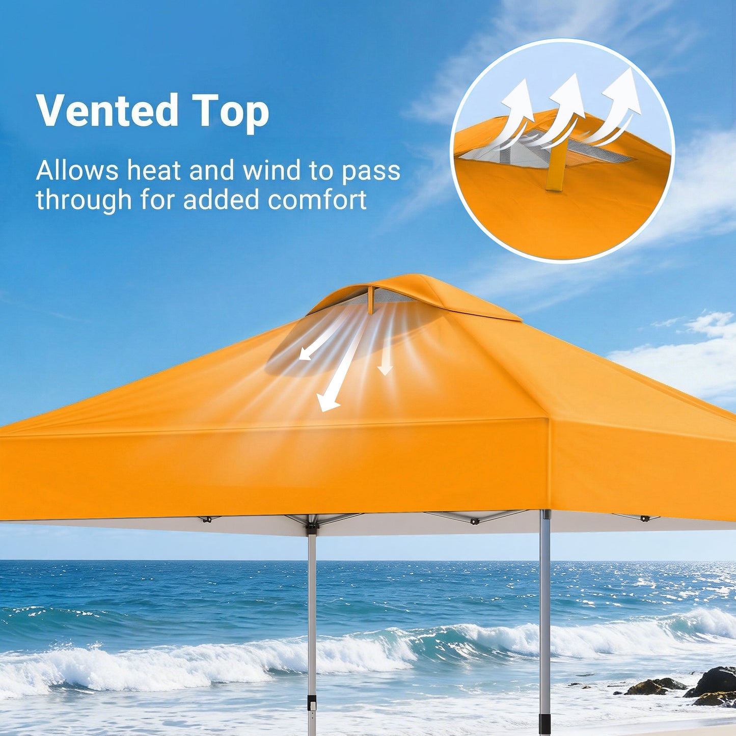 CHITOOMA 10 x 10ft Pop up Canopy Tent, Instant Outdoor Shelter Easy Portable Straight Leg Canopy Tent, Orange