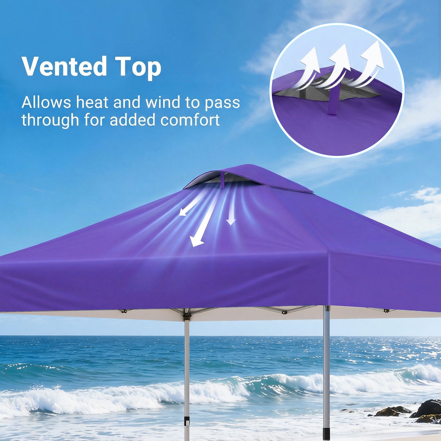 CHITOOMA 10 x 10ft Pop up Canopy Tent, Instant Outdoor Shelter Easy Portable Straight Leg Canopy Tent, Purple