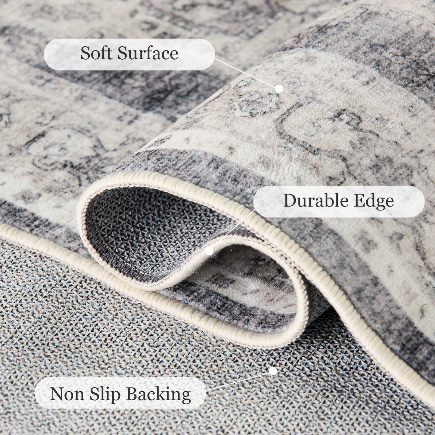 CHITOOMA 2'x6' Machine-washable Runner Rug for Kitchen, Stain Resistant Non-Shed Carpet, Boho Runner Rug with Non-Slip Backing for Hallway, Entryway, Bedroom, Laundry, Bathroom