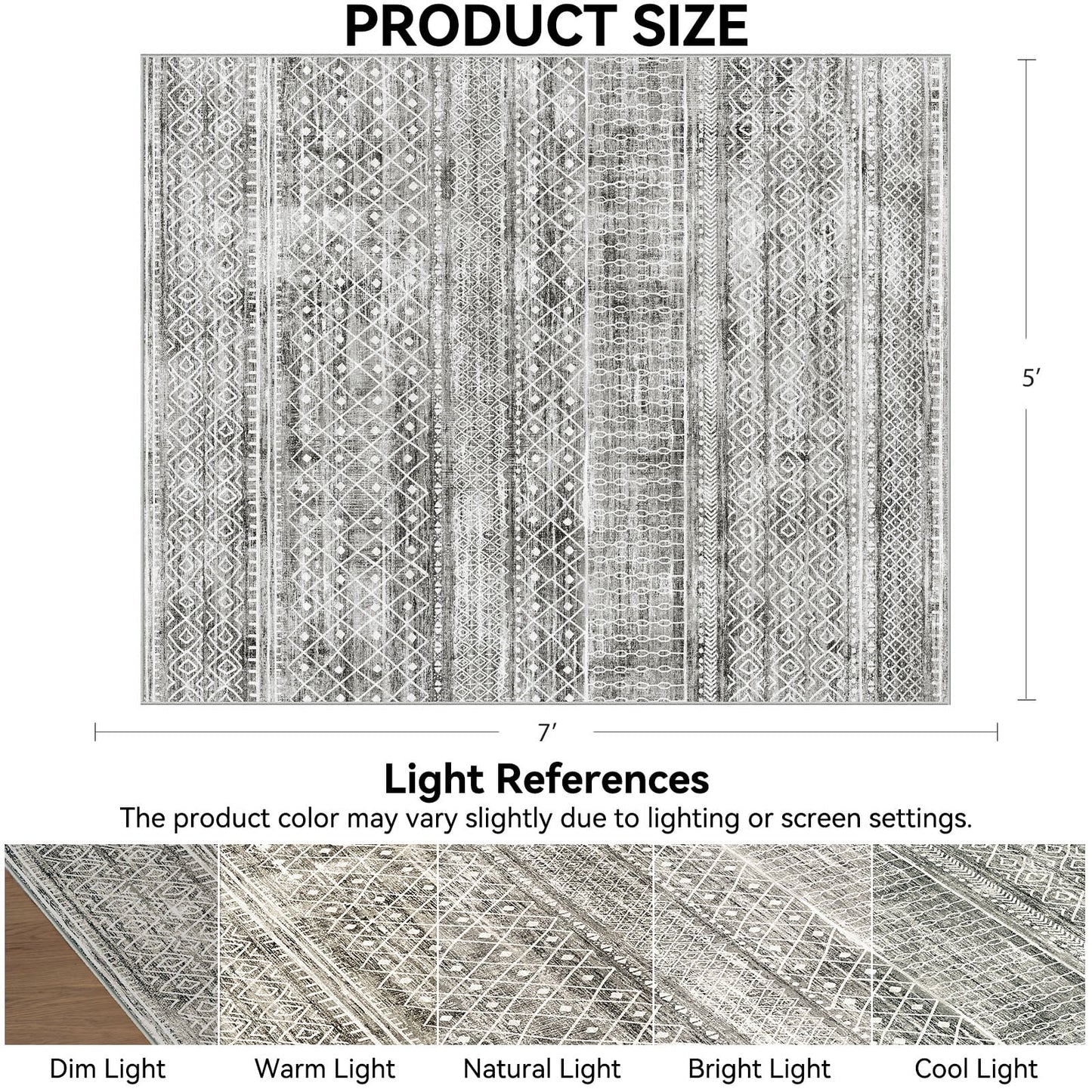 CHITOOMA 5'x7' Area Rugs for Living Room, Washable Rugs Boho Soft Geometric Bohemian Carpet Indoor Rug for Bedroom Dining Room Office Nonslip Foldable Rug
