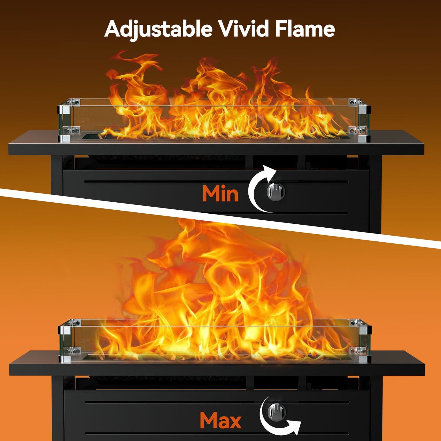 CHITOOMA Tempered Glass Wind Guard for Fire Pits, Universal Fit for 43-Inch Rectangle Propane Fire Pits