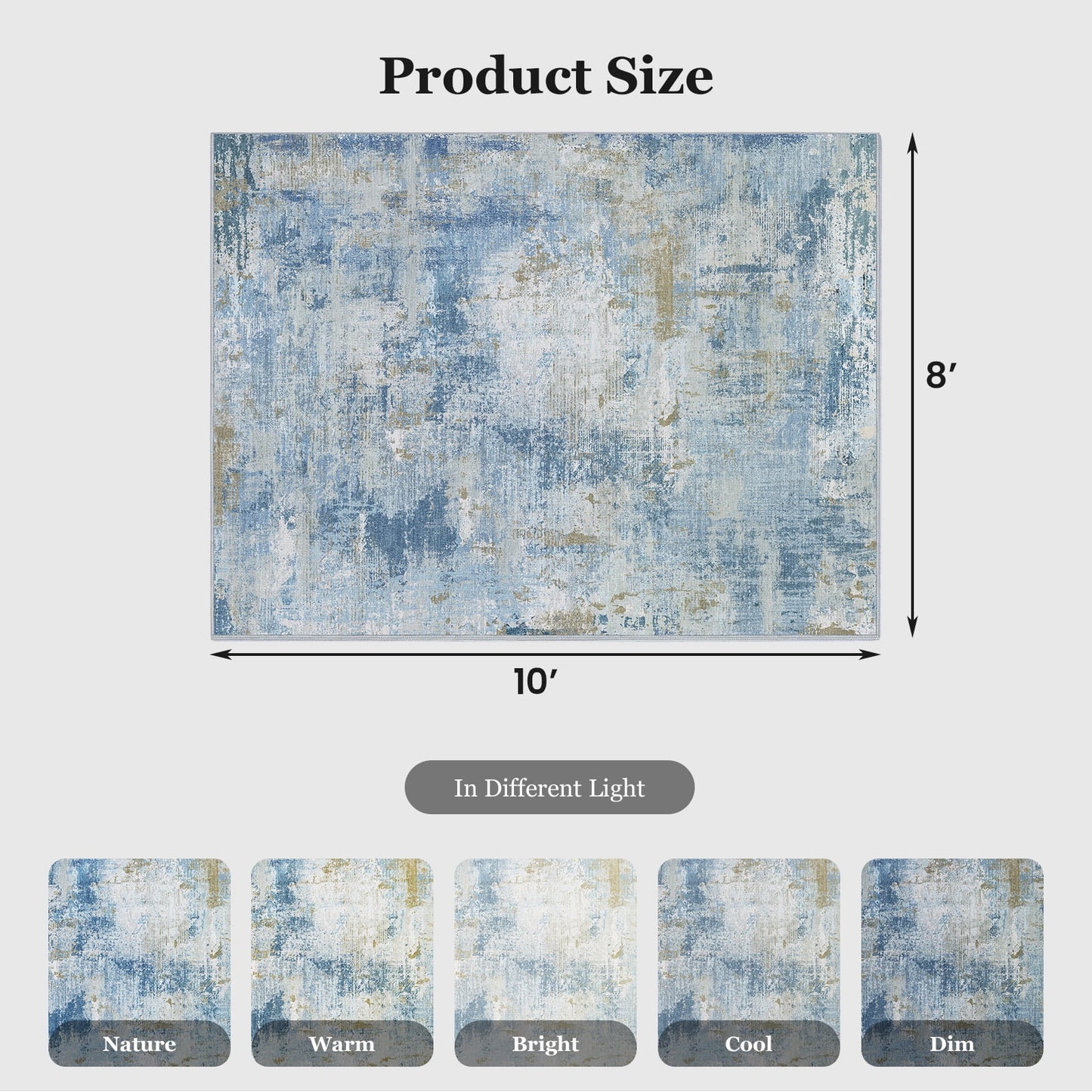 CHITOOMA 8'x10' Area Rugs for Living Room, Machine Washable Abstract Distressed Rugs Indoor Neutral Carpet Rugs for Bedroom Dining Room Office with Non-Slip Backing, Stain Resistant Non-Shed