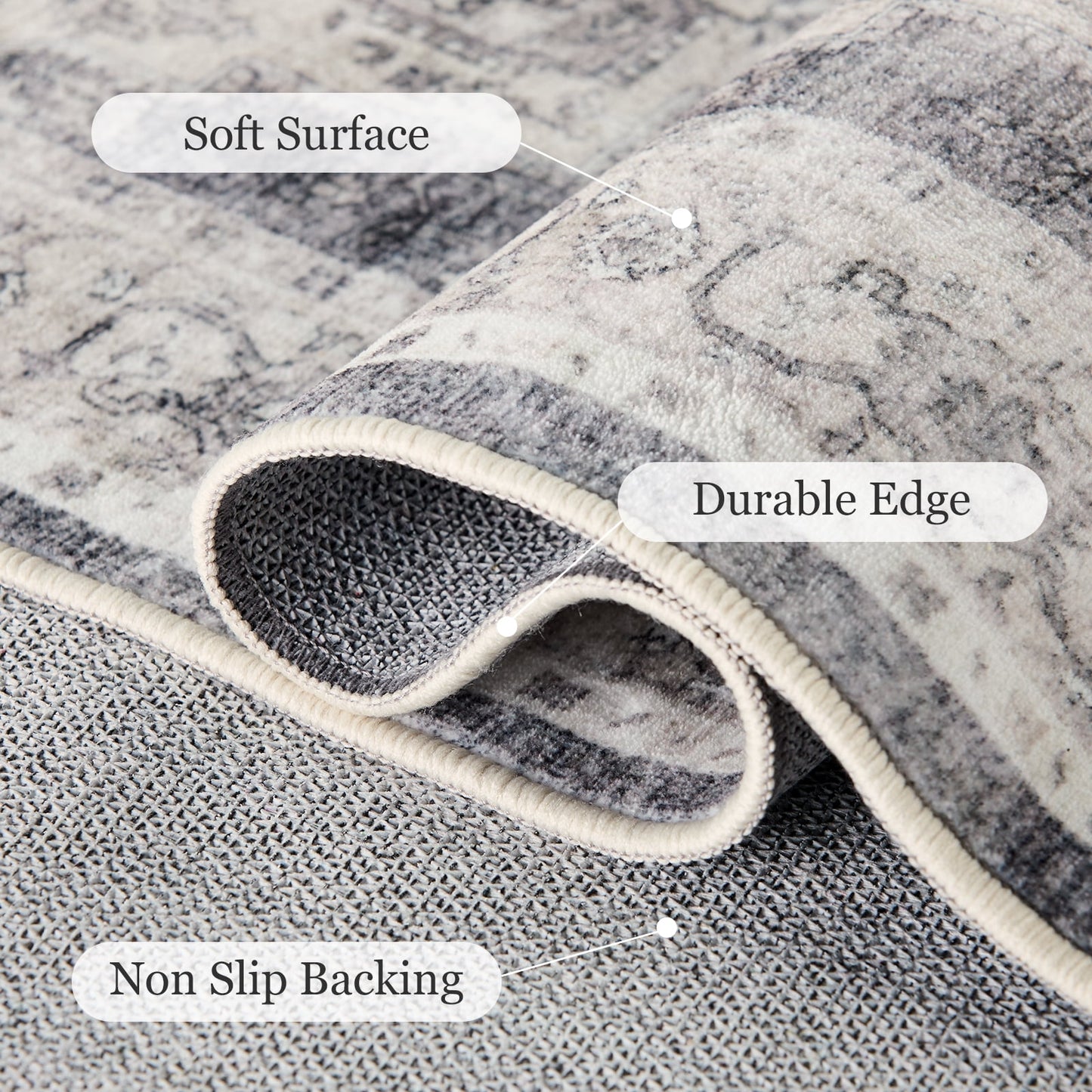 CHITOOMA 5'x7' Machine-washable Area Rugs for Living Room, Stain Resistant Non-Shed Carpet, Boho Area Rugs with Non-Slip Backing for Bedroom, Dining Room, Dorm, Office