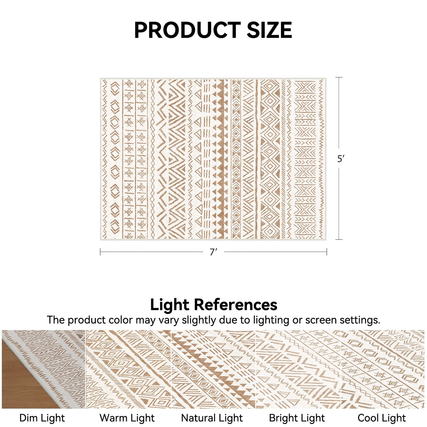 CHITOOMA 5'x7' Area Rugs for Living Room, Washable Rugs Boho Soft Geometric Bohemian Carpet Indoor Rug for Bedroom Dining Room Office Nonslip Foldable Rug