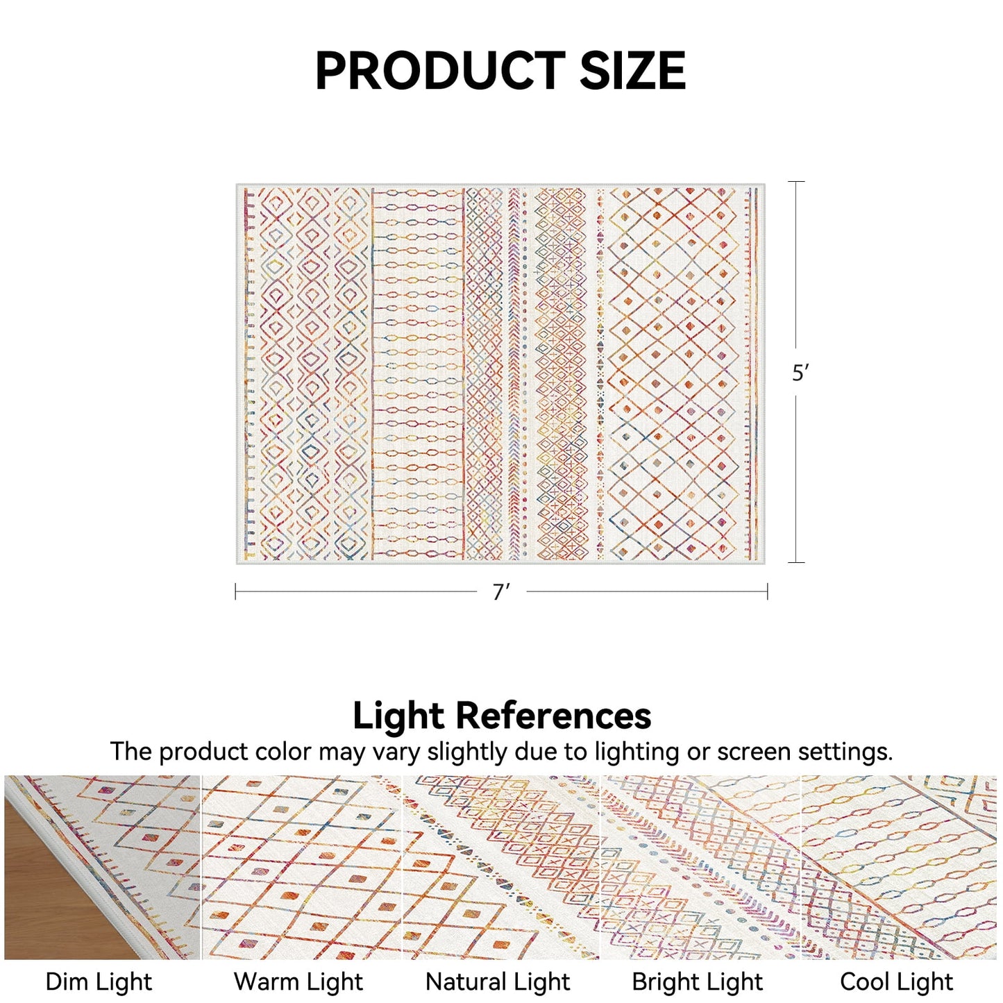 CHITOOMA 5'x7' Area Rugs for Living Room, Washable Rugs Boho Soft Geometric Bohemian Carpet Indoor Rug for Bedroom Dining Room Office Nonslip Foldable Rug