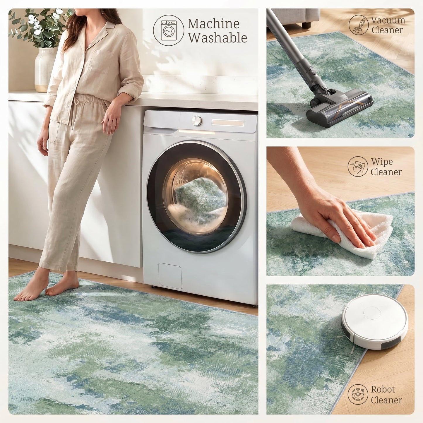 CHITOOMA 8'x10' Area Rugs for Living Room, Machine Washable Rugs for Bedroom Dining Room Dorm Office with Non-Slip Backing, Stain Resistant Non-Shed Carpet