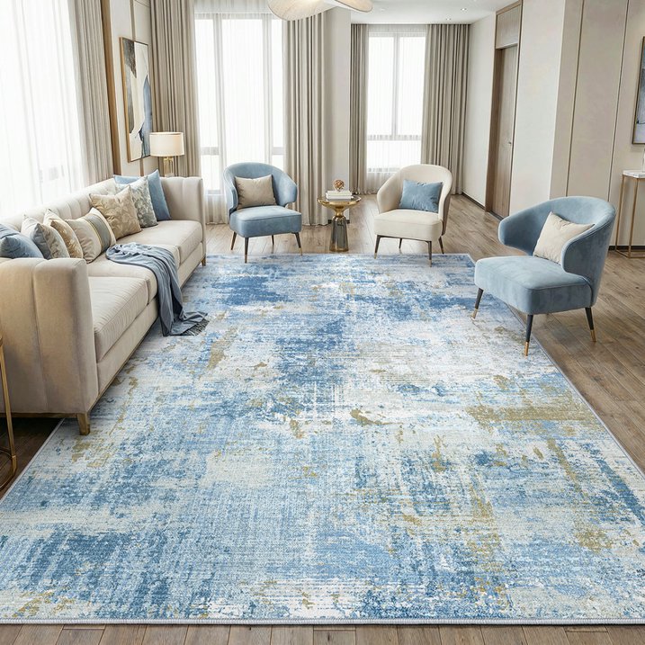 CHITOOMA 10'x14' Area Rugs for Living Room, Machine Washable Abstract Distressed Rugs Indoor Neutral Carpet Rugs for Bedroom Dining Room Office with Non-Slip Backing, Stain Resistant Non-Shed