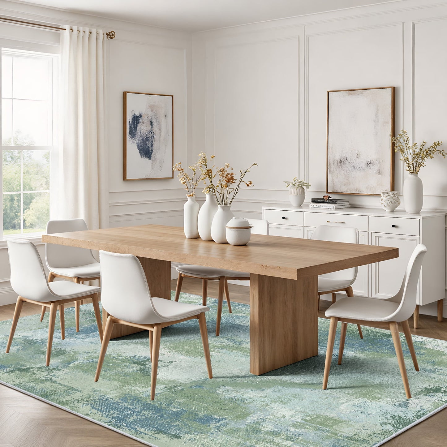 CHITOOMA 9'x12' Area Rugs for Living Room, Machine Washable Abstract Distressed Rugs Indoor Neutral Carpet Rugs for Bedroom Dining Room Office with Non-Slip Backing, Stain Resistant Non-Shed