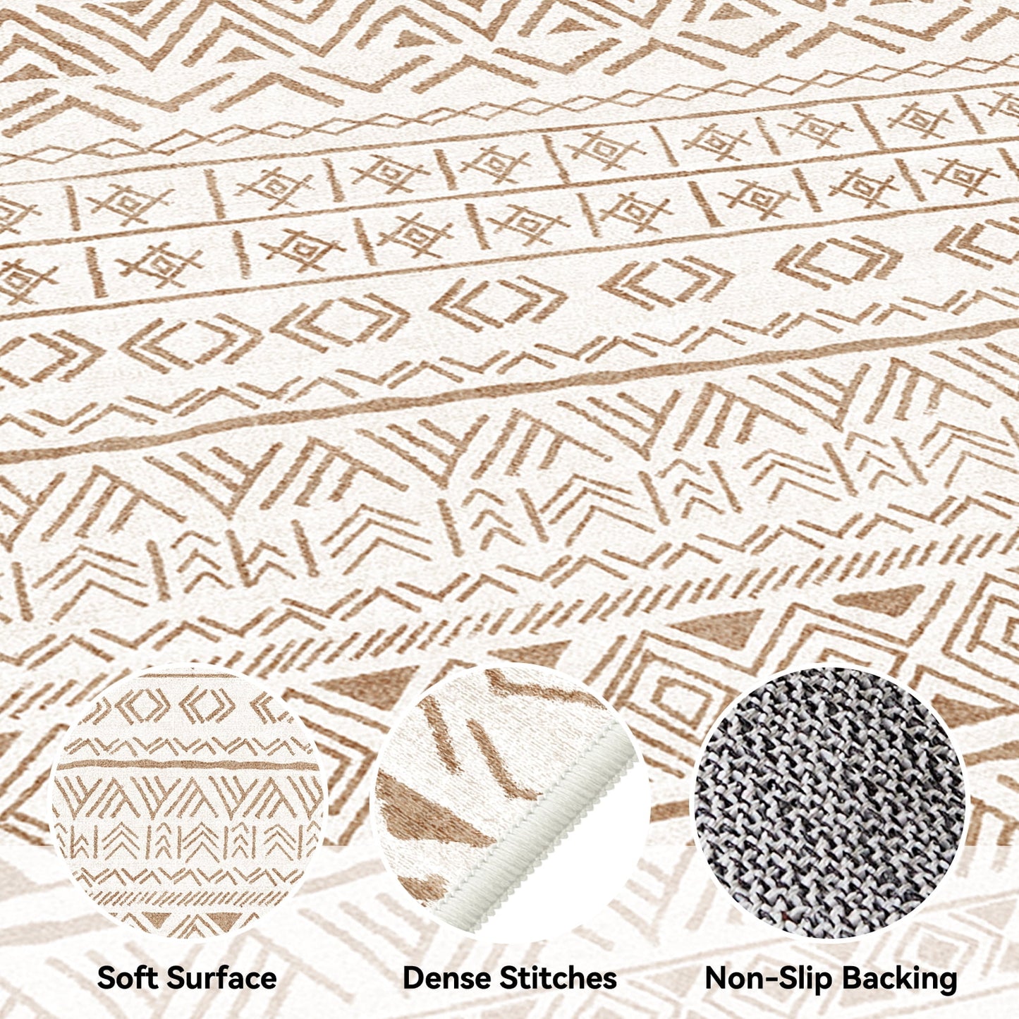 CHITOOMA 9'x12' Area Rugs for Living Room, Washable Rugs Boho Soft Geometric Bohemian Carpet Indoor Rug for Bedroom Dining Room Office Nonslip Foldable Rug