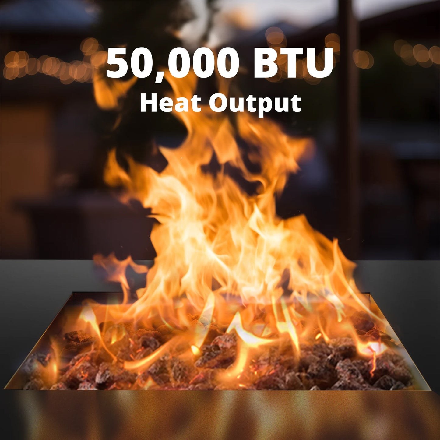 32" Gas Fire Pits with Lid and Lava Rock for Outside 50,000 BTU Propane Fire Pit Table, Black