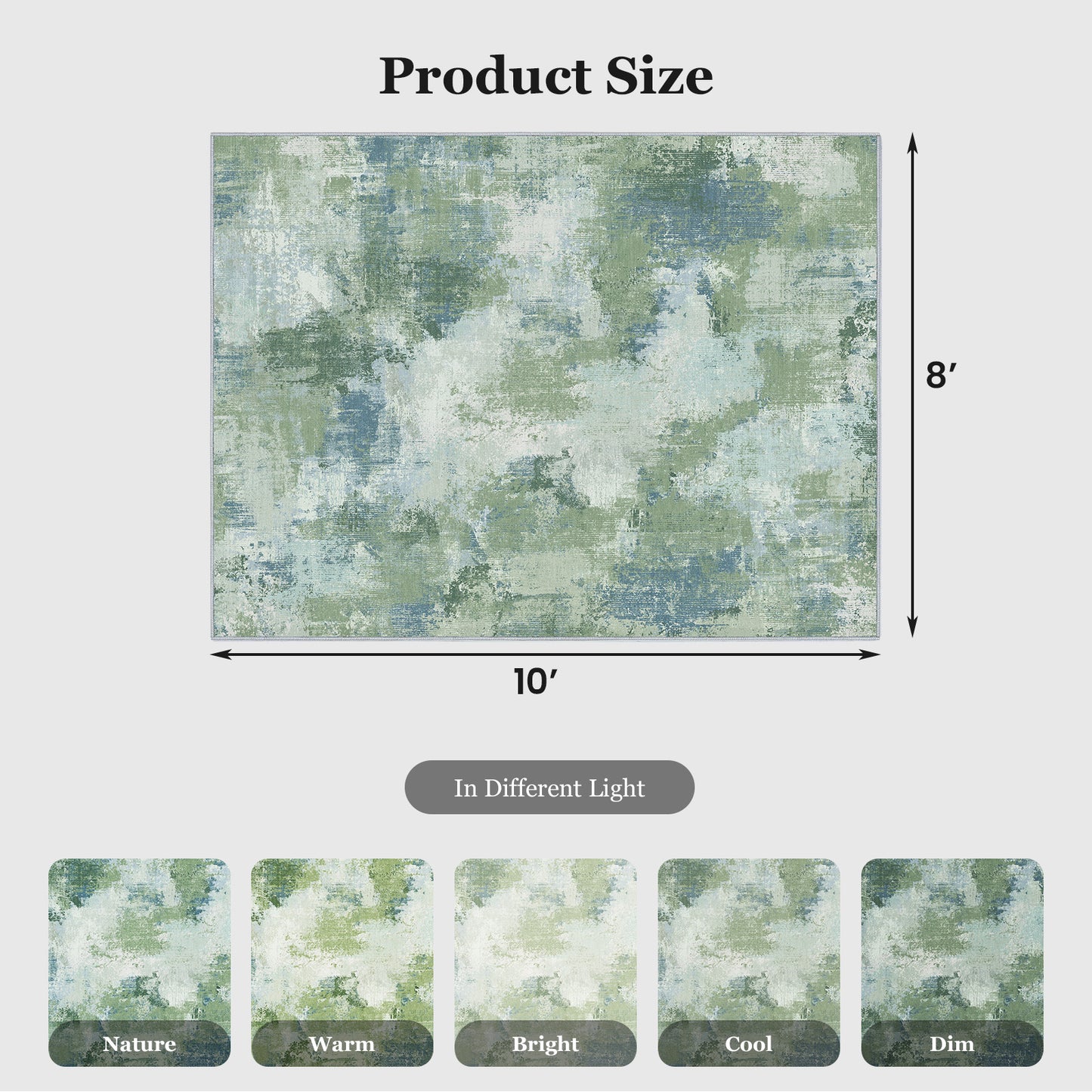 CHITOOMA 8'x10' Area Rugs for Living Room, Machine Washable Rugs for Bedroom Dining Room Dorm Office with Non-Slip Backing, Stain Resistant Non-Shed Carpet