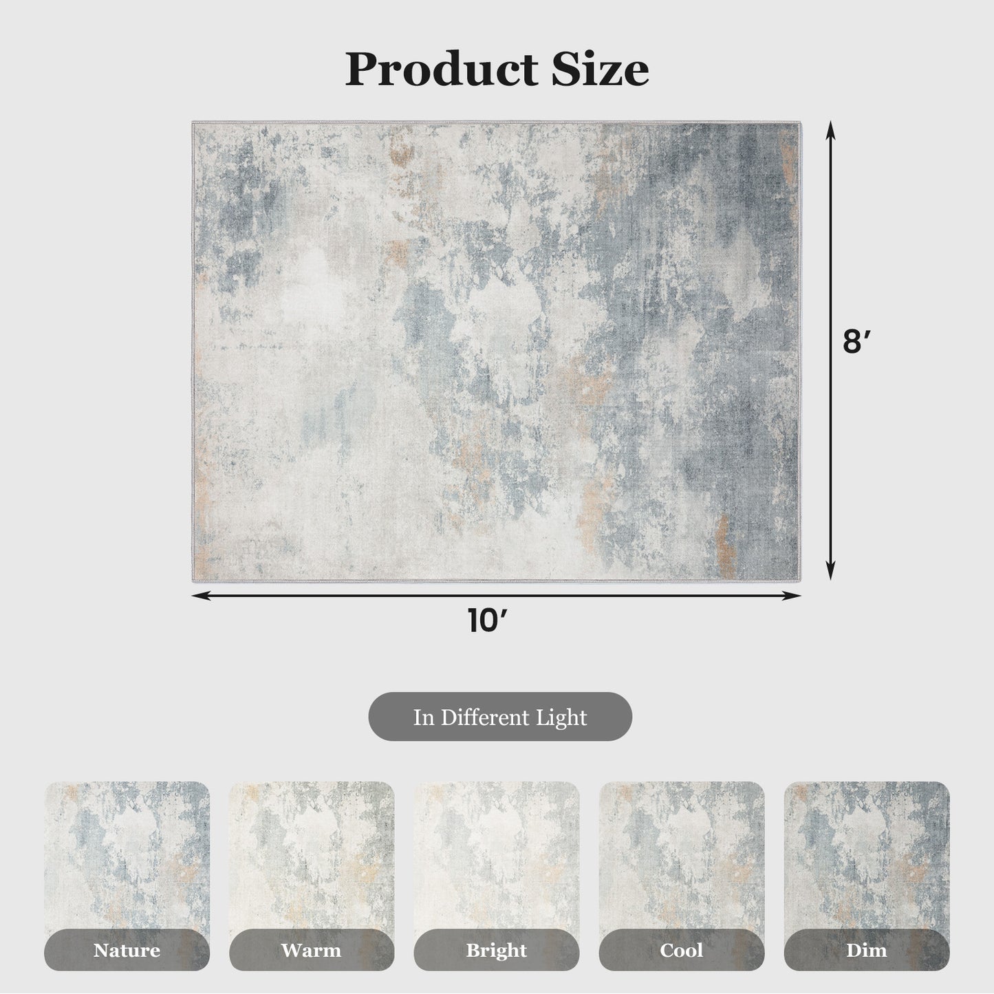 8'x10' Abstract Area Rugs for Living Room, Machine Washable Area Rug with Non-Slip Backing, Stain Resistant Non-Shed Carpet for Bedroom, Dining Room, Dorm, Office