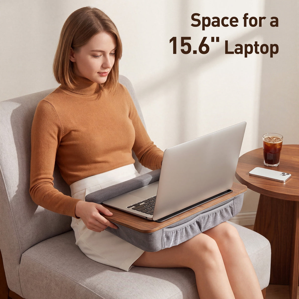 Laptop Lap Desk,Portable Lap Desk with Pillow Cushion,15.6 inch Laptop Desk for Home Office Students Use as Computer Laptop Stand, Book Tablet