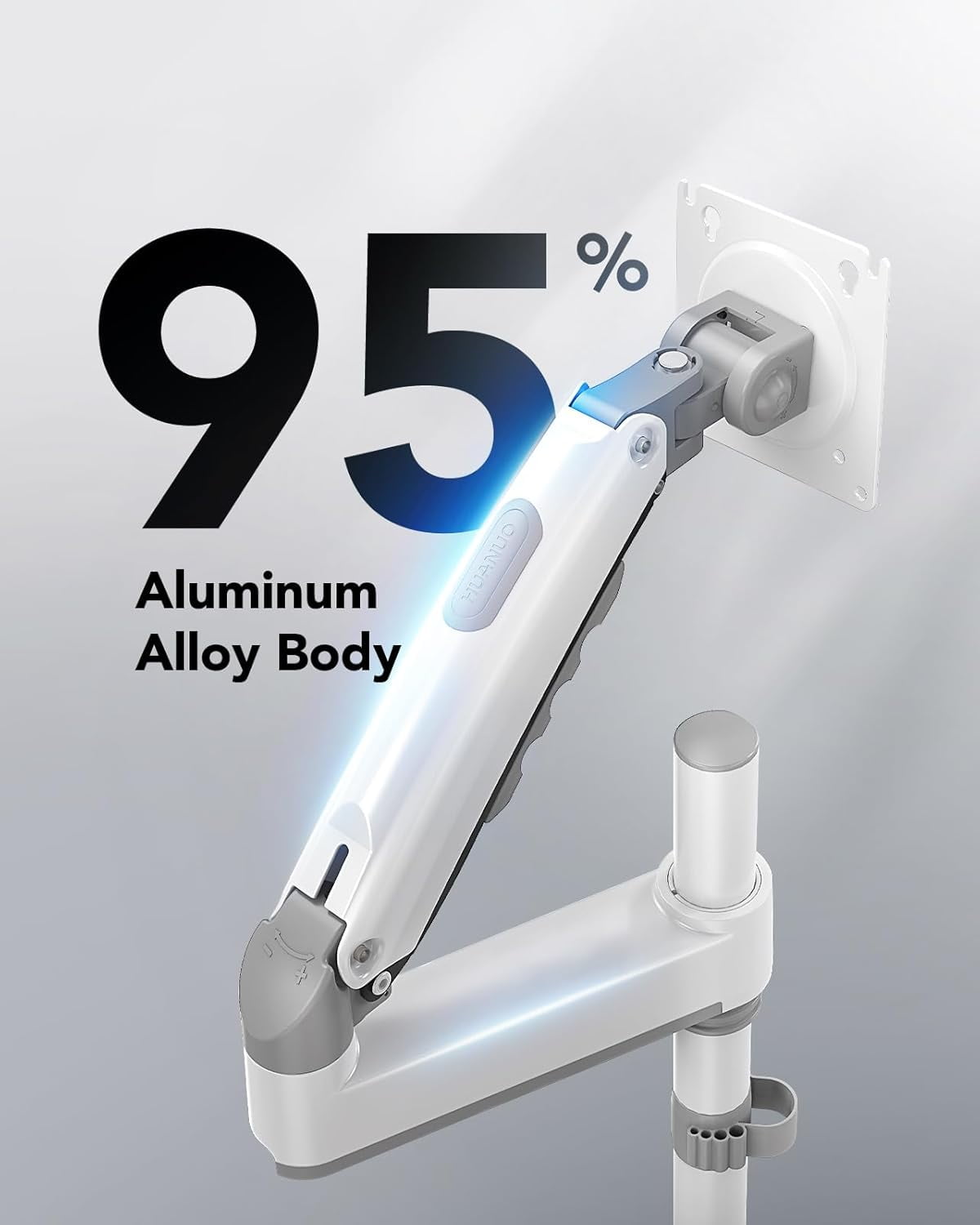 Kyspho Single Monitor Arm for 13–34 Inch Screens,Fully Adjustable Gaming Desk Monitor Mount with Tilt,Swivel,and Rotation,Supports up to 19.8 lbs, Fits VESA 75×75 mm and 100×100 mm,White