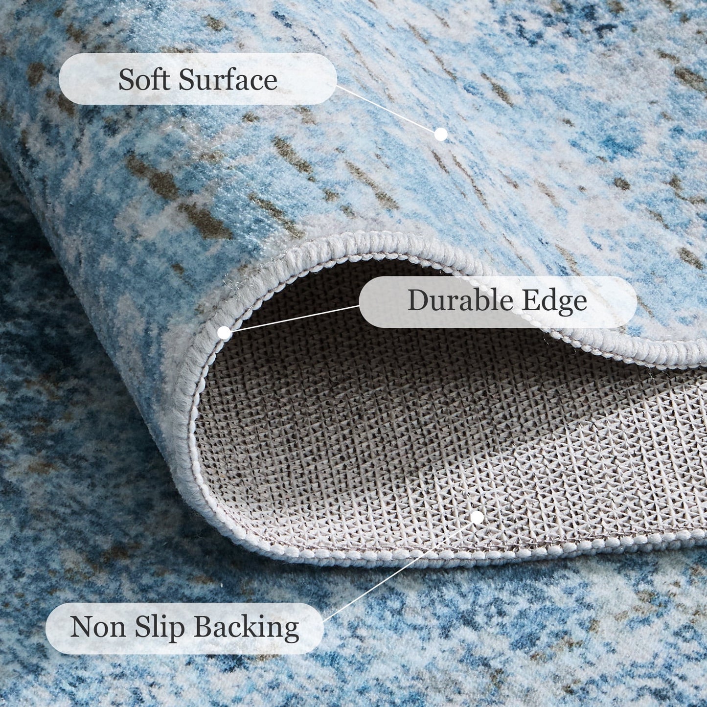 CHITOOMA 9'x12' Area Rugs for Living Room, Machine Washable Abstract Distressed Rugs Indoor Neutral Carpet Rugs for Bedroom Dining Room Office with Non-Slip Backing, Stain Resistant Non-Shed