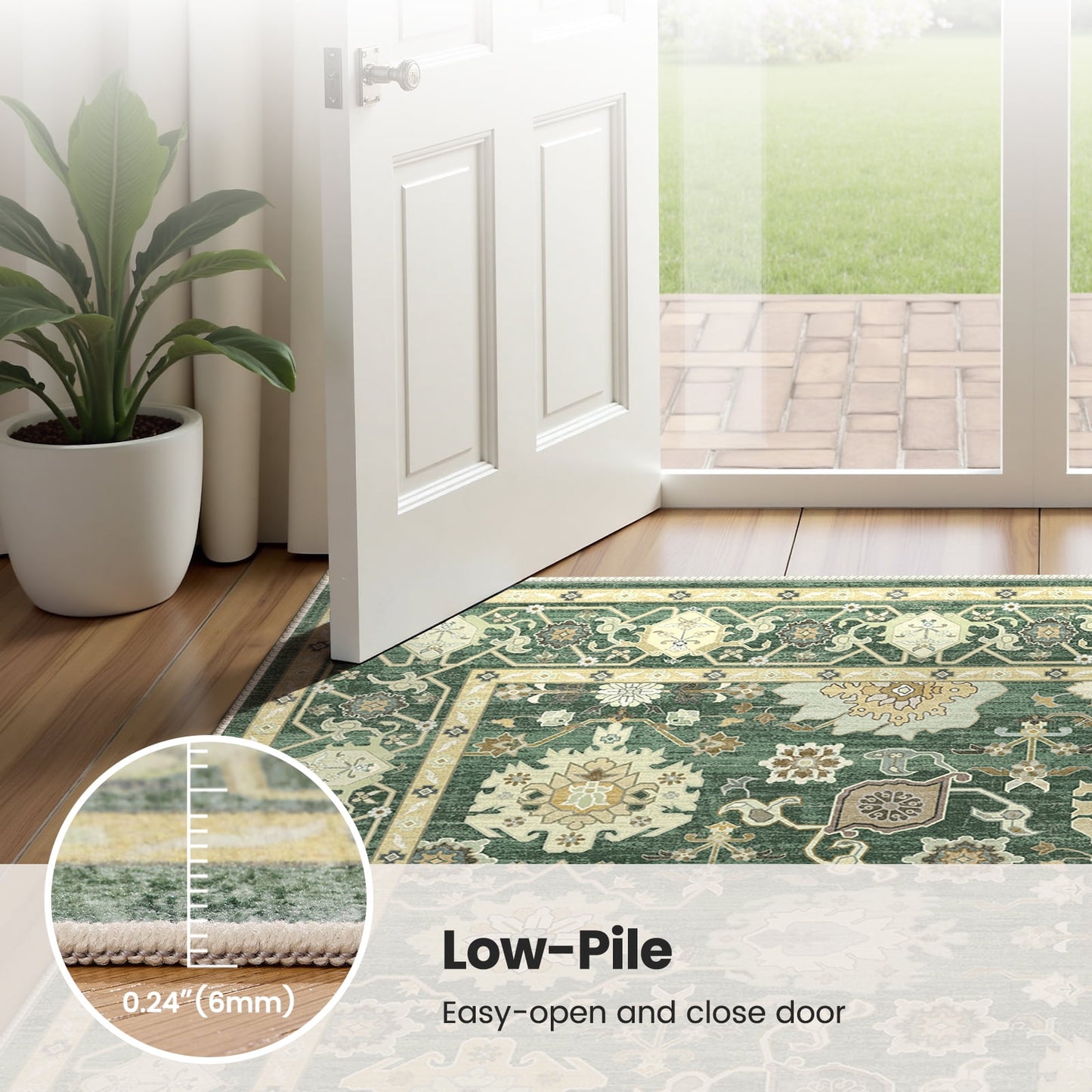 CHITOOMA 9'x12' Area Rugs for Living Room, Boho Machine Washable Stain Resistant Non-Shed Carpet, Floral Area Rug with Non-Slip Backing for Bedroom, Dining Room, Dorm, Office